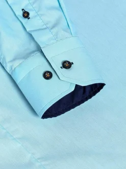 Wam Denim Metz Solid Turquoise Overhemd Lange Mouw| Overhemd Lange Mouwen