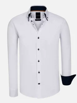 Wam Denim Metz Solid White Overhemd Lange Mouw| Overhemd Lange Mouwen