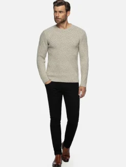 Wam Denim Minnesota Pattern Crew Neck Beige Truien| Truien