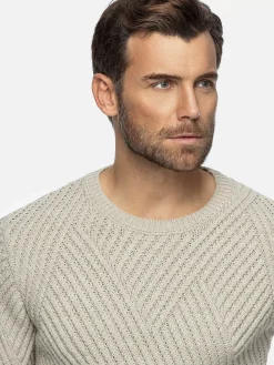 Wam Denim Minnesota Pattern Crew Neck Beige Truien| Truien