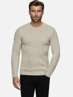 Wam Denim Minnesota Pattern Crew Neck Beige Truien| Truien