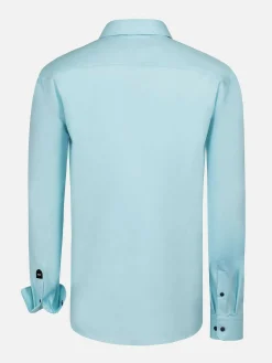 Wam Denim Mykonos Solid Light Turquoise Overhemd Longe Mouw| Overhemd Lange Mouwen