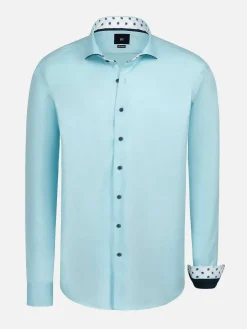 Wam Denim Mykonos Solid Light Turquoise Overhemd Longe Mouw| Overhemd Lange Mouwen