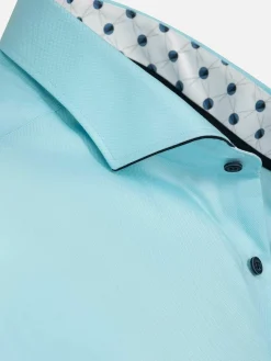 Wam Denim Mykonos Solid Light Turquoise Overhemd Longe Mouw| Overhemd Lange Mouwen