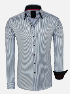 Wam Denim Nancy Anthracite Striped Overhemd Lange Mouw| Overhemd Lange Mouwen