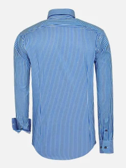 Wam Denim Nancy Royal Blue Striped Overhemd Lange Mouw| Overhemd Lange Mouwen