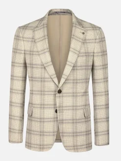 Wam Denim Nico Single Breasted Check Beige Colbert| Colberts