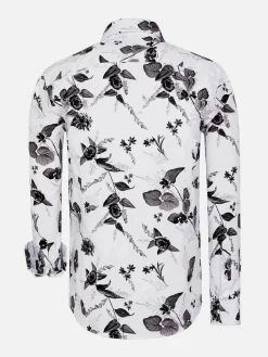 Wam Denim Oasis White Floral Print Overhemd Lange Mouw| Overhemd Lange Mouwen