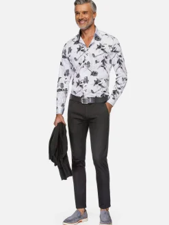 Wam Denim Oasis White Floral Print Overhemd Lange Mouw| Overhemd Lange Mouwen