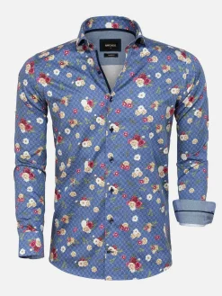 Wam Denim Overhemd 75636 Amarante Dark Blue| Overhemd Lange Mouwen