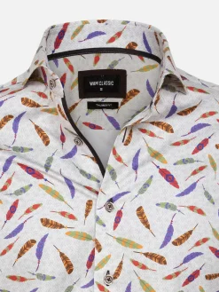 Wam Denim Overhemd 75644 Elvas Beige| Overhemd Lange Mouwen