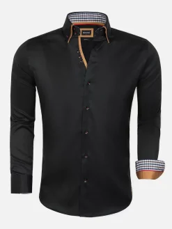 Wam Denim Overhemd 75428 Roma Black| Overhemd Lange Mouwen