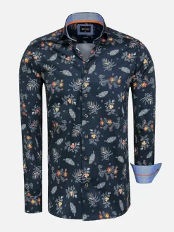 Wam Denim Overhemd 75581 Siracusa Navy| Overhemd Lange Mouwen