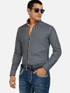 Wam Denim Overhemd 75459 Vasto Navy| Overhemd Lange Mouwen