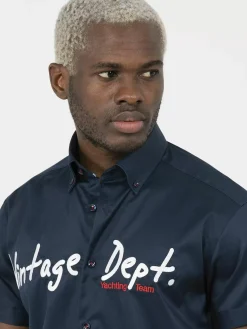 Wam Denim Overhemd Korte Mouwen<Overhemd Korte Mouw Emble Navy