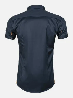 Wam Denim Overhemd Korte Mouwen<Overhemd Korte Mouw Emble Navy