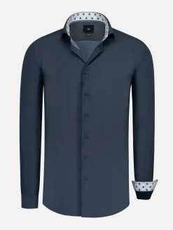 Wam Denim Overhemd Lange Mouw 75754 Caesar Dark Indigo| Overhemd Lange Mouwen