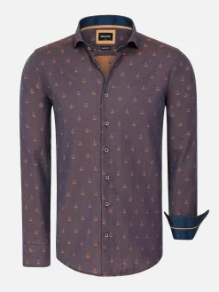 Wam Denim Overhemd Lange Mouw 75674 Cormes Navy| Overhemd Lange Mouwen