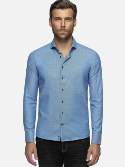 Wam Denim Overhemd Lange Mouw 75698 Cruise Royal Blue| Overhemd Lange Mouwen