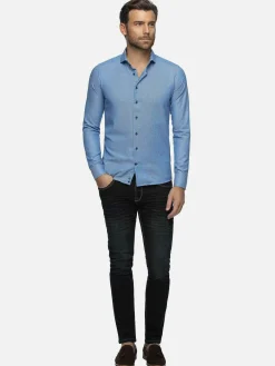 Wam Denim Overhemd Lange Mouw 75698 Cruise Royal Blue| Overhemd Lange Mouwen