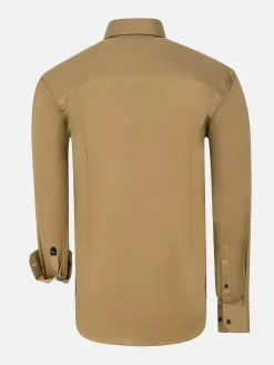 Wam Denim Overhemd Lange Mouw 59015 Michell Dark Beige| Overhemd Lange Mouwen