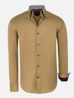 Wam Denim Overhemd Lange Mouw 59015 Michell Dark Beige| Overhemd Lange Mouwen