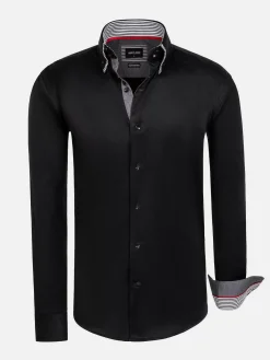 Wam Denim Overhemd Lange Mouw 75720 Perth Black| Overhemd Lange Mouwen