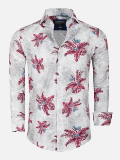 Wam Denim Overhemd Lange Mouw 65045 White Dark Green| Overhemd Lange Mouwen