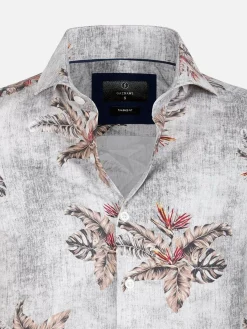 Wam Denim Overhemd Lange Mouw 65045 White Dark Brown| Overhemd Lange Mouwen