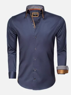 Wam Denim Overhemd Lange Mouw Roma Anthracite| Overhemd Lange Mouwen