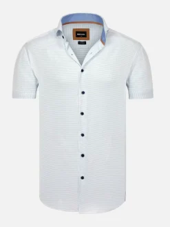 Wam Denim Owen Tailored Fit White Overhemd Korte Mouw| Overhemd Korte Mouwen