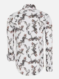 Wam Denim Paisley White Floral Print Overhemd Lange Mouw| Overhemd Lange Mouwen