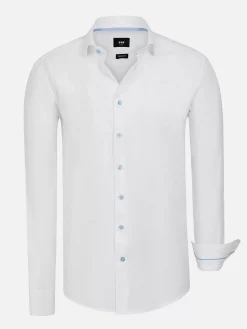 Wam Denim Pearl Solid White Overhemd Lange Mouw| Overhemd Lange Mouwen