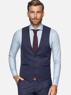 Wam Denim Plaid Vest 70071 Scotsville Navy| Gilets