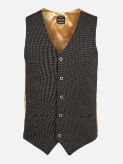 Wam Denim Plaid Vest Trieste 74094 Black Brown| Gilets