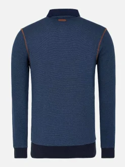 Wam Denim Playas Polo Collared Navy Sweater| Sweaters