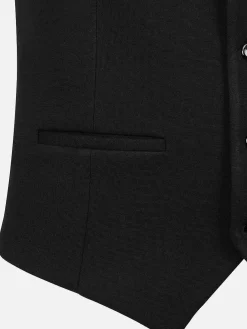 Wam Denim Red Wood Glen Check Slim Fit Dark Red Black Suit Gilet| Gilets