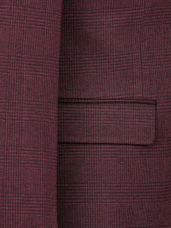 Wam Denim Colberts<Red Wood Wide Lapel Dark Red Black Suit Colbert