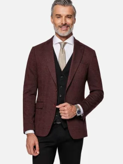 Wam Denim Red Wood Wide Lapel Dark Red Black Suit Colbert| Colberts