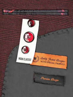 Wam Denim Red Wood Wide Lapel Dark Red Black Suit Colbert| Colberts