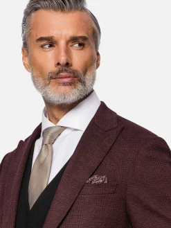 Wam Denim Red Wood Wide Lapel Dark Red Black Suit Colbert| Colberts