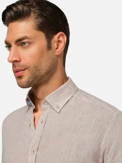 Wam Denim Overhemd Lange Mouwen<Redention Linen Beige Overhemd Lange Mouw