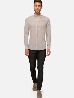 Wam Denim Overhemd Lange Mouwen<Redention Linen Beige Overhemd Lange Mouw