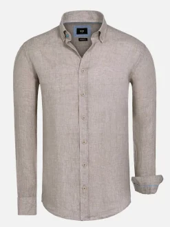 Wam Denim Redention Linen Beige Overhemd Lange Mouw| Overhemd Lange Mouwen