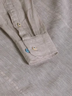 Wam Denim Redention Linen Beige Overhemd Lange Mouw| Overhemd Lange Mouwen