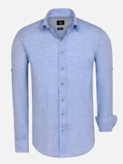 Wam Denim Redention Linen Blue Overhemd Lange Mouw| Overhemd Lange Mouwen
