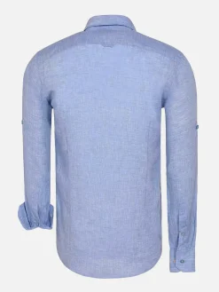 Wam Denim Redention Linen Blue Overhemd Lange Mouw| Overhemd Lange Mouwen