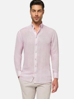 Wam Denim Overhemd Lange Mouwen<Redention Linen Pink Overhemd Lange Mouw