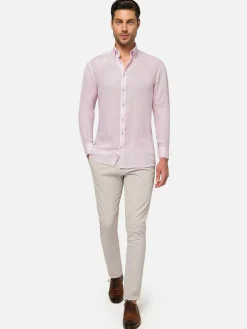 Wam Denim Overhemd Lange Mouwen<Redention Linen Pink Overhemd Lange Mouw