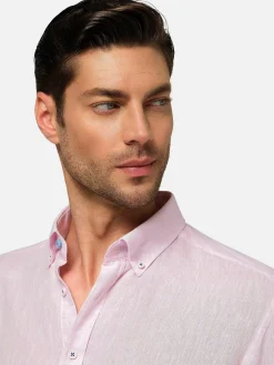 Wam Denim Redention Linen Pink Overhemd Lange Mouw| Overhemd Lange Mouwen